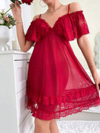 Slumberist Sexy Mesh Lace Women's Pajama Night Dress