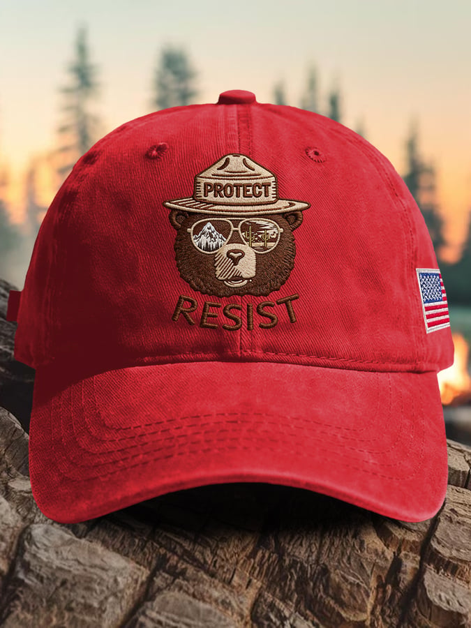 Retro Protect And Resist Print Baseball Cap