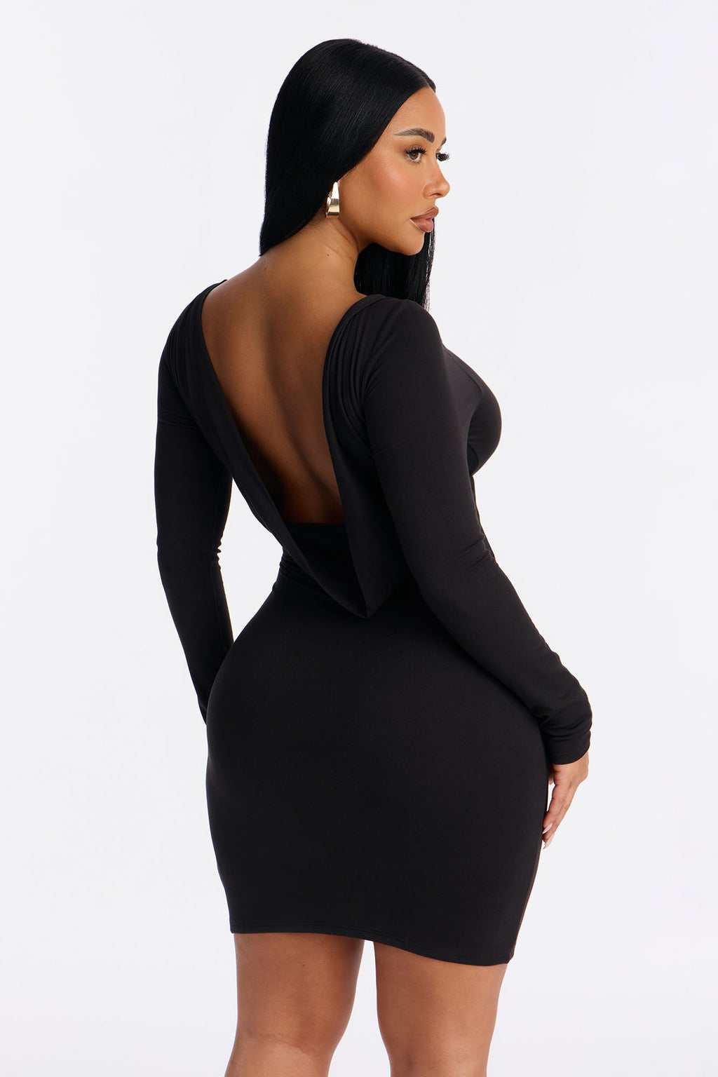Alicia Backless Mini Dress - Black