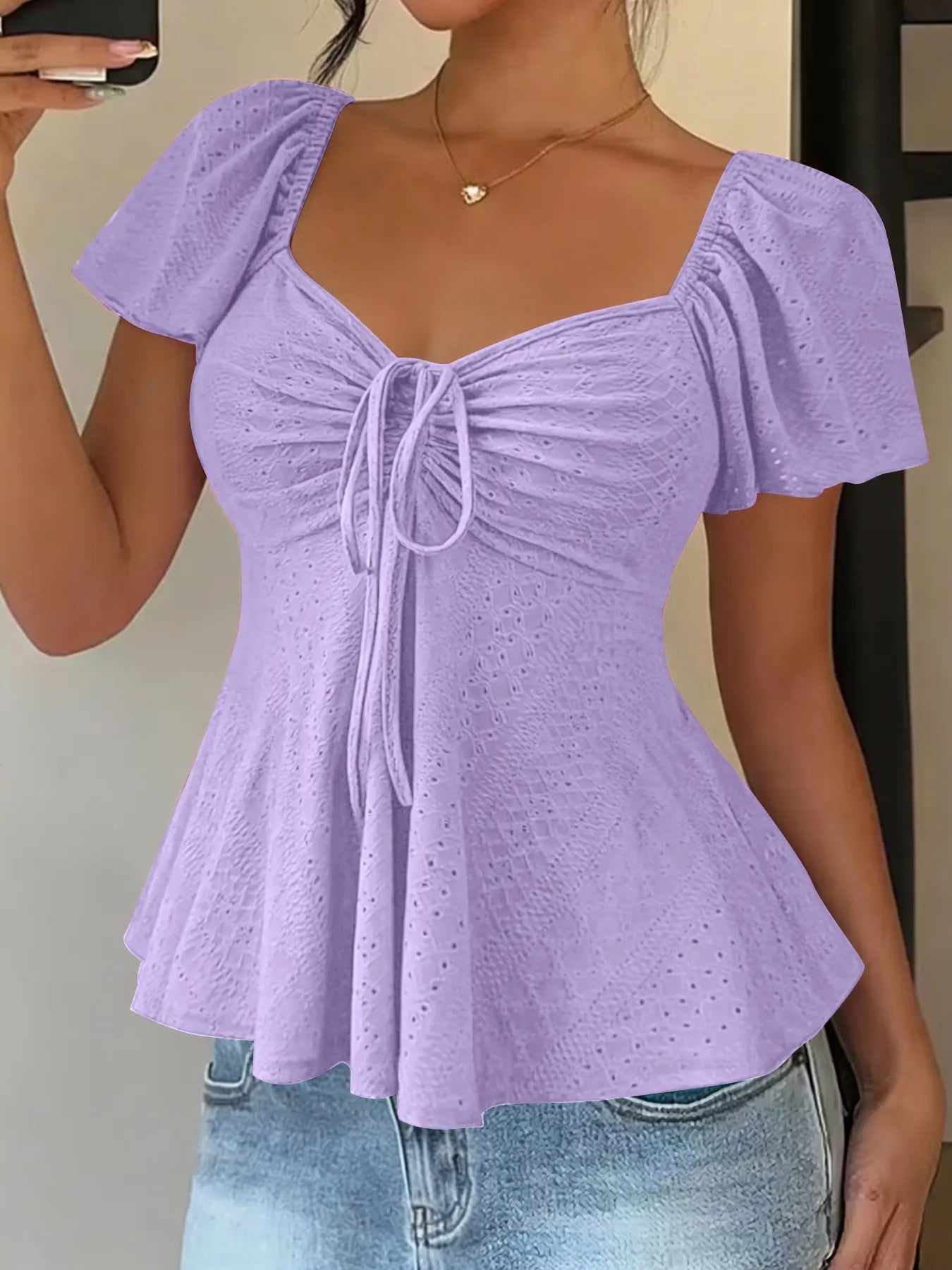 Women's Breathable Short Sleeve Blouse for Summer Casual Wear