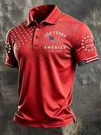 Men's Retro "Patriot" Color-Block Short-Sleeve Polo Shirt