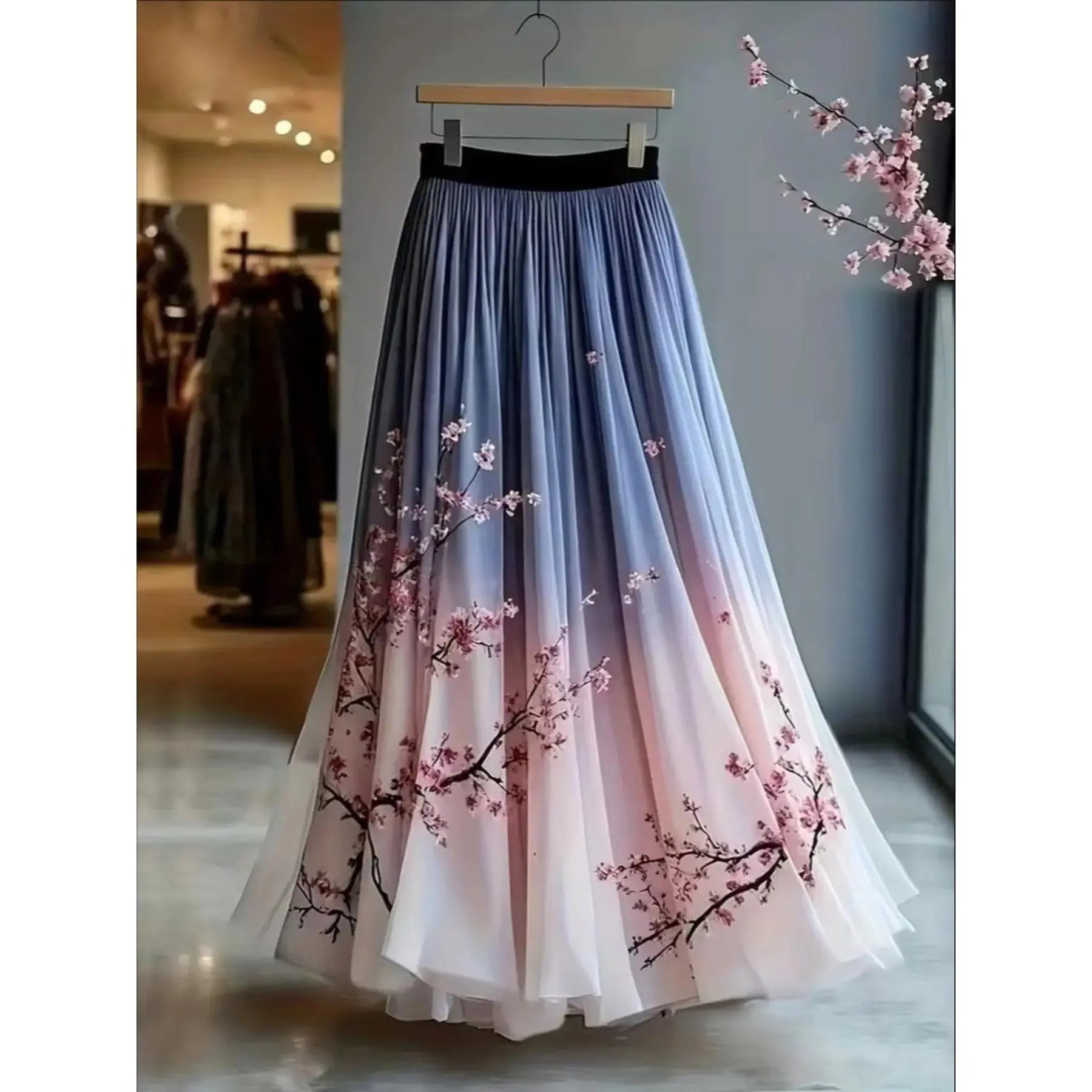 Elegant Floral Pattern Mesh Long Fitted Skirt, Women's Fashion Clothing, Perfect for Parties & Special Occasions