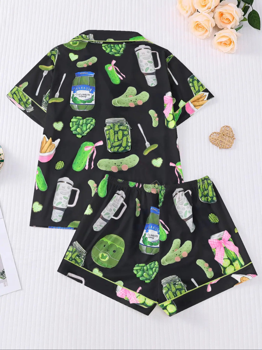 Women's Cucumber Print Short Sleeve Pajama Set