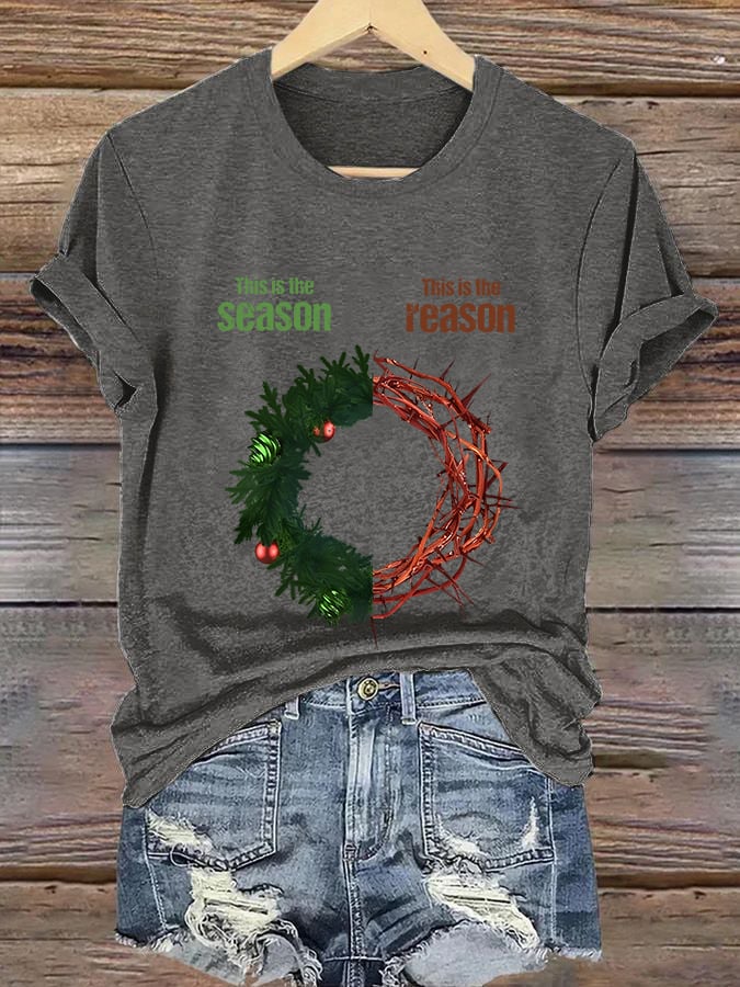 Women'S Casual Faith "The Joy Of Christmas Comes From Christ'S Sacrifice And Love" Short Sleeve T-Shirt