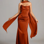 Azazie Sorrel Corset Lace-up Mermaid Wedding Guest Evening Luminous Satin Maxi Dress Minimalist