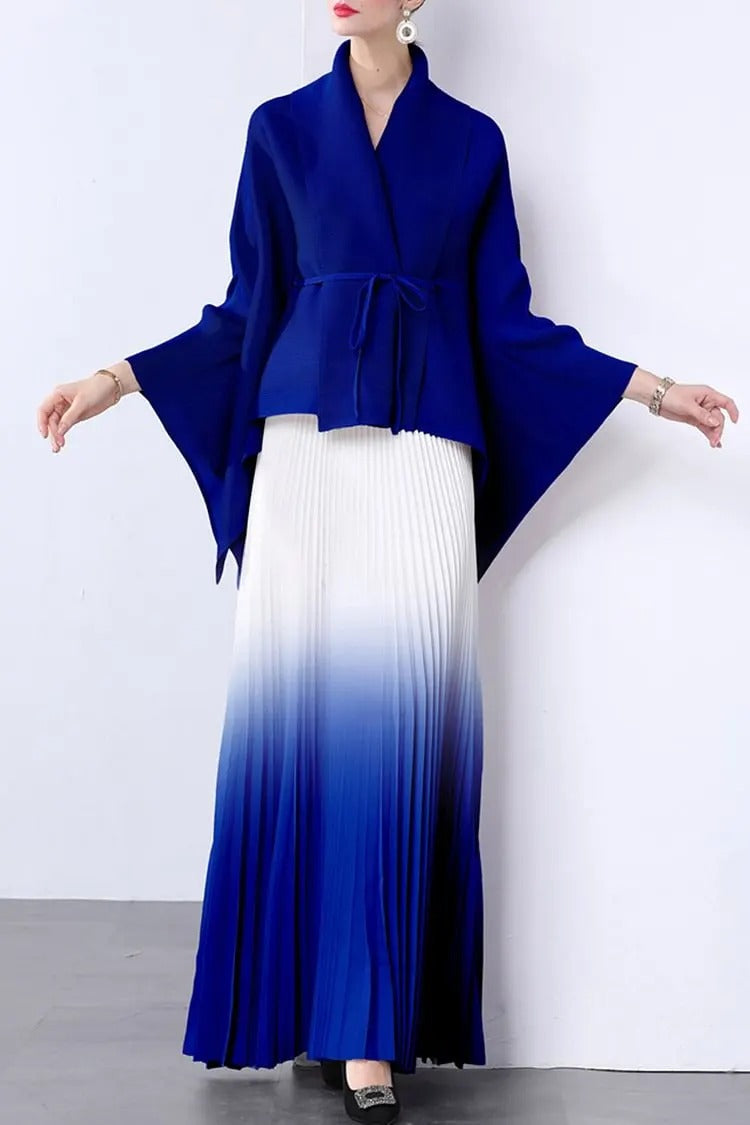 Elegant Pleated Skirt Two-Piece Set