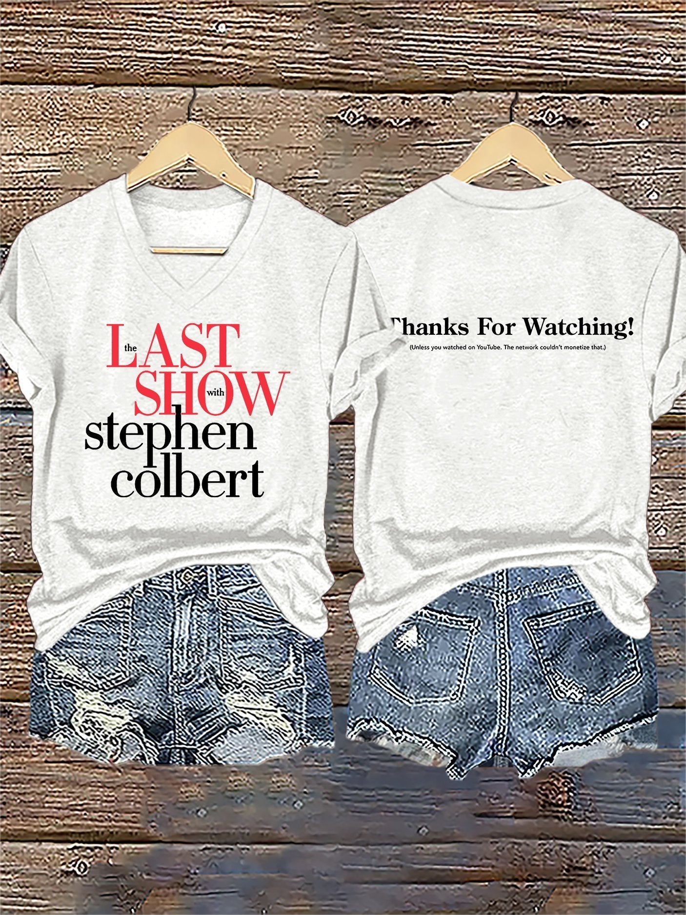 🔥Buy 3 Get 15% Off🔥V-Neck Retro Last Show Print T-Shirt