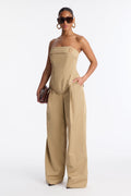 Celia Buckle Wide Leg Jumpsuit - Khaki