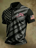 Men's American Flag Print Polo Shirt