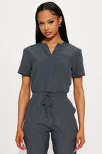 Full Shift Stretch Jogger Scrub Uniform Jumpsuit - Black