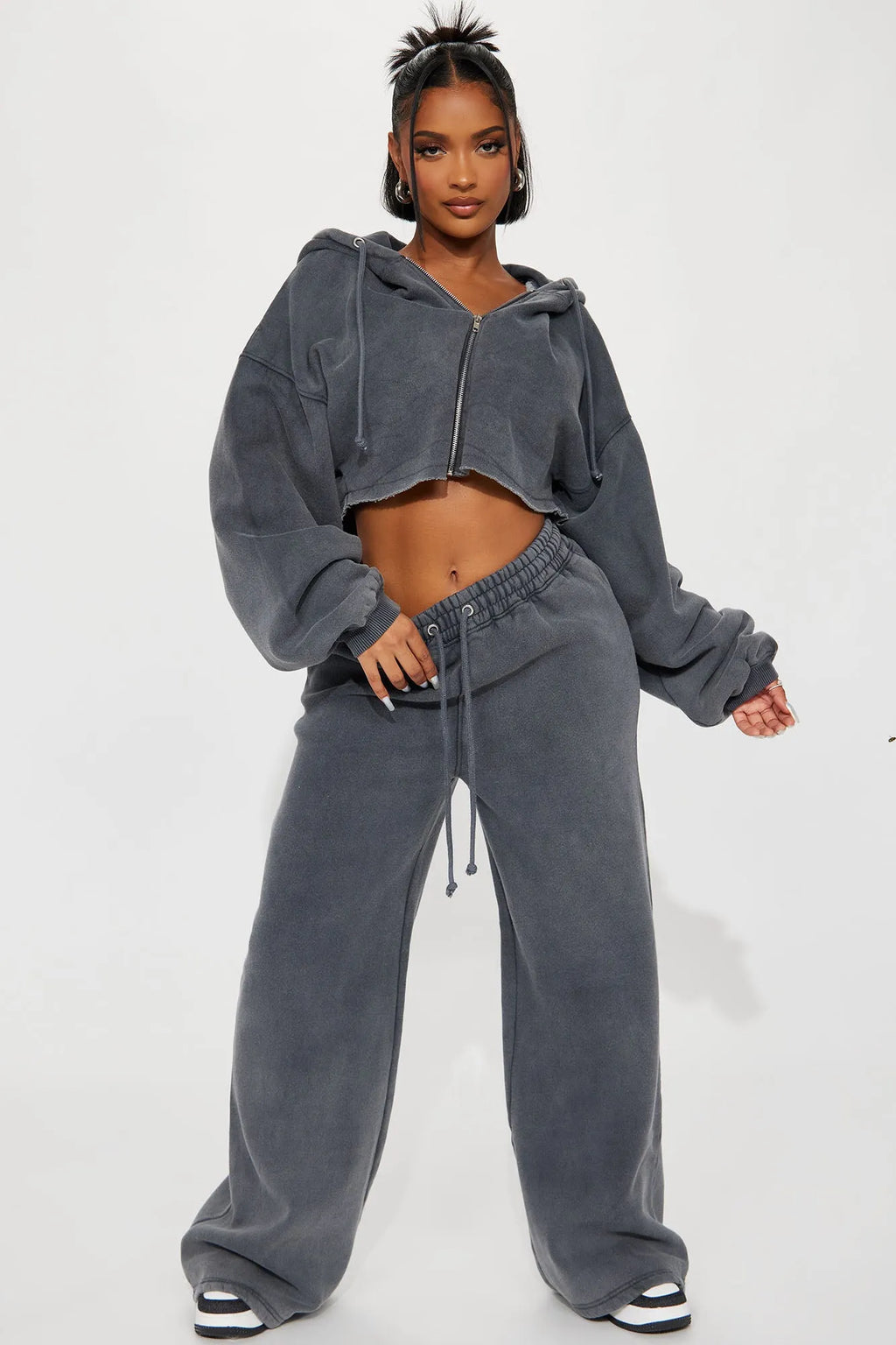 On The Go Fleece Pant Set - Blue