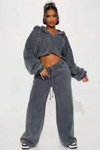 On The Go Fleece Pant Set - Blue
