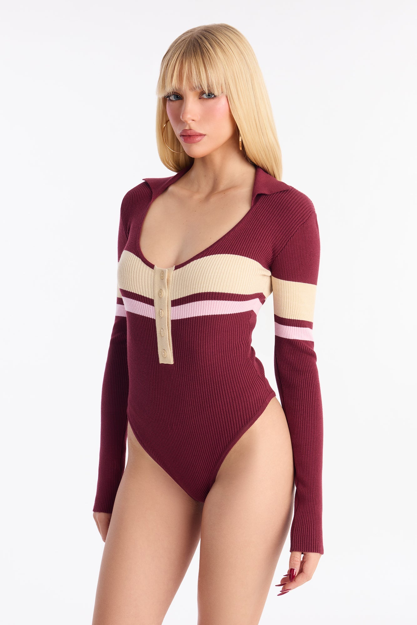 Love and Lattes Stripe Bodysuit - Brown