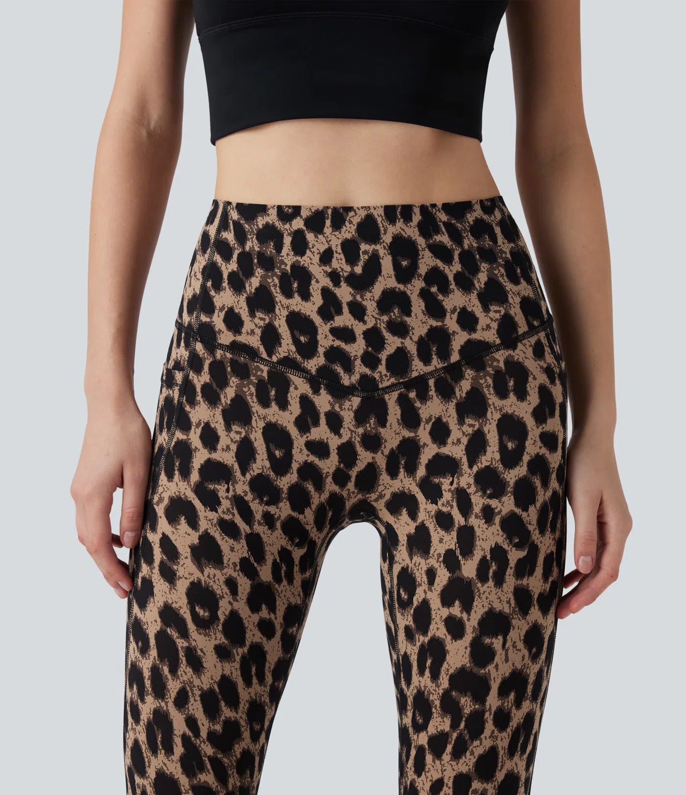 UltraSculptTM Leopard Print High Waisted Tummy Control Yoga Leggings with Pockets