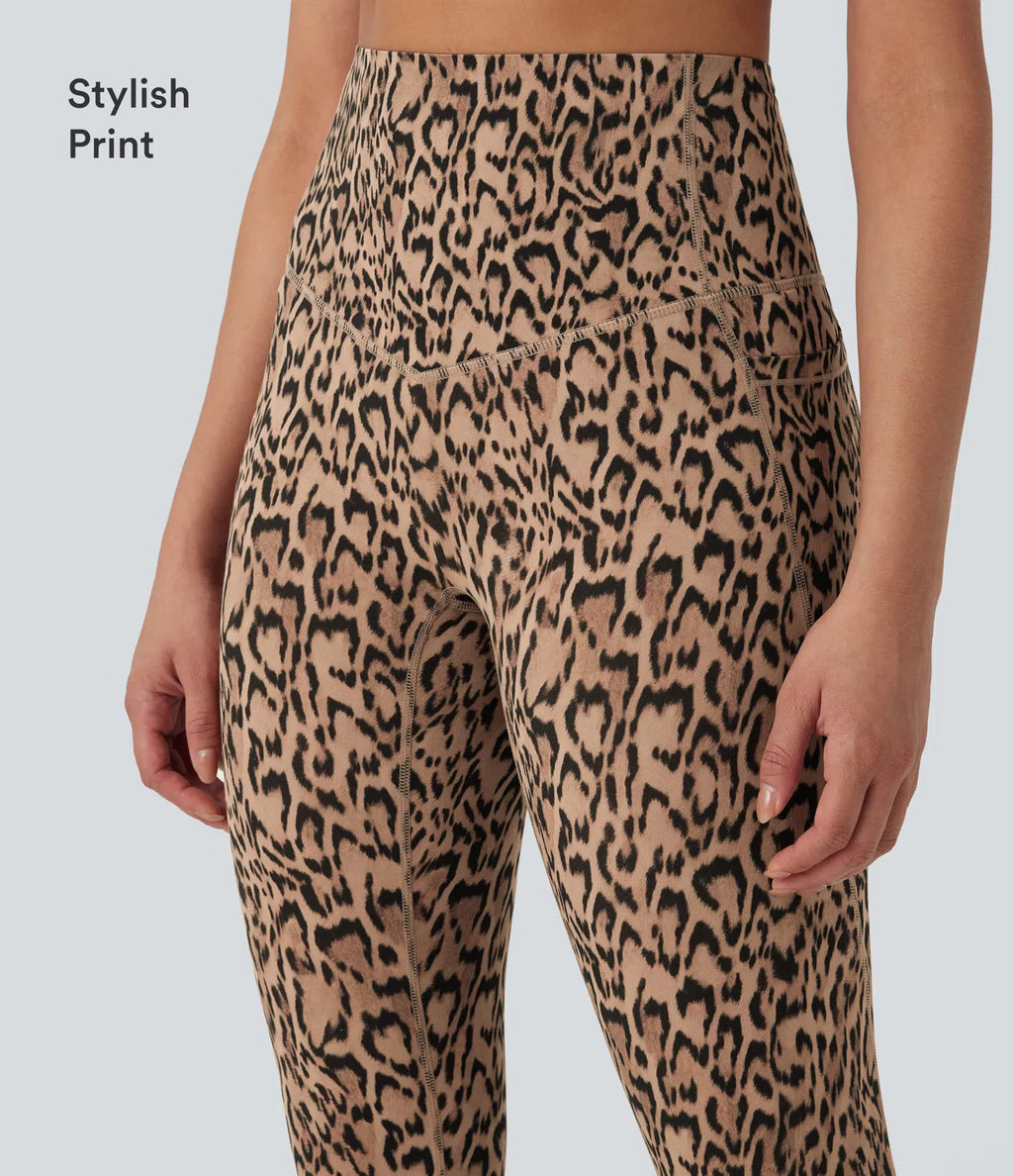 UltraSculptTM Leopard Print High Waisted Tummy Control Yoga Leggings with Pockets