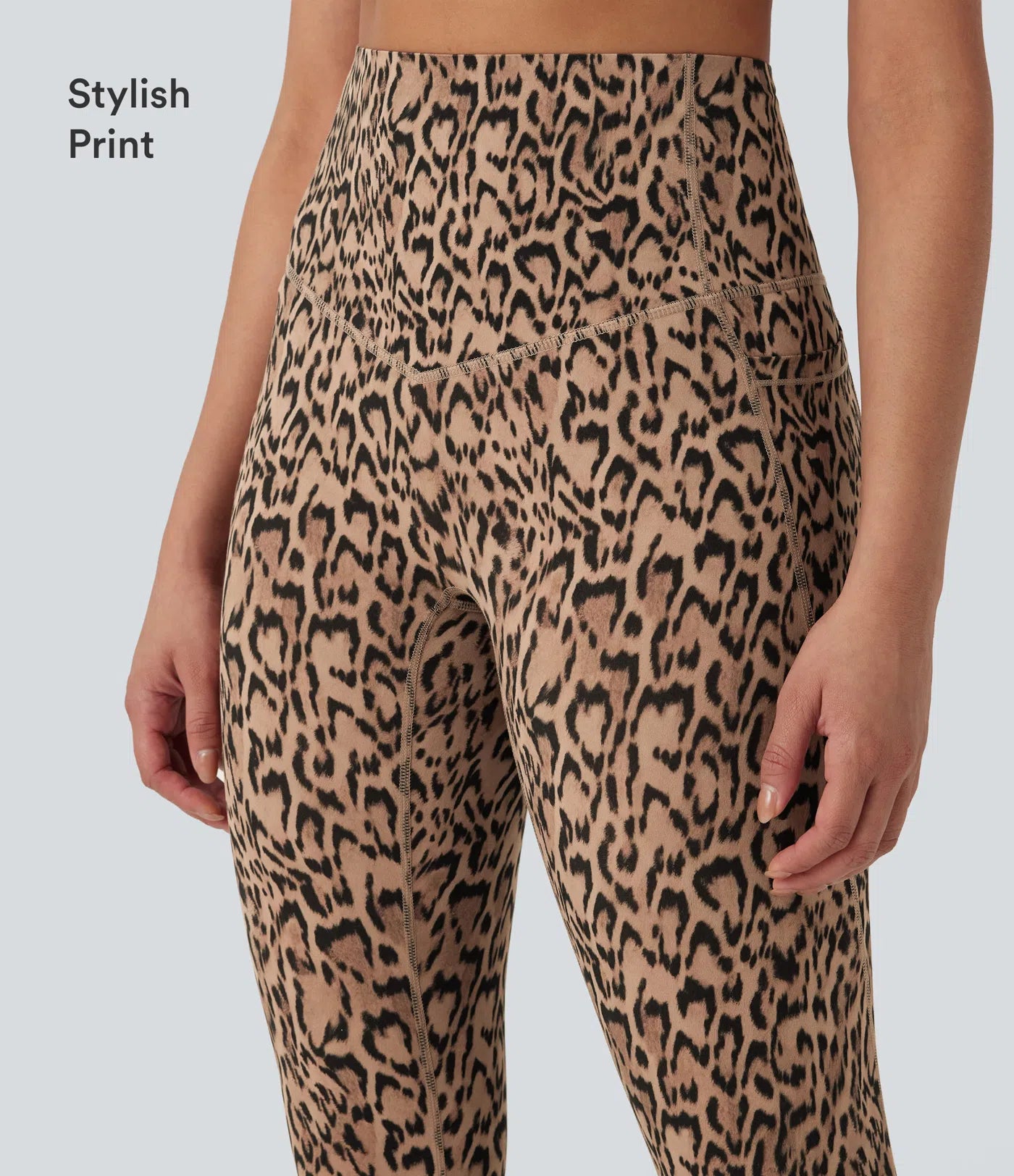 UltraSculptTM Leopard Print High Waisted Tummy Control Yoga Leggings with Pockets