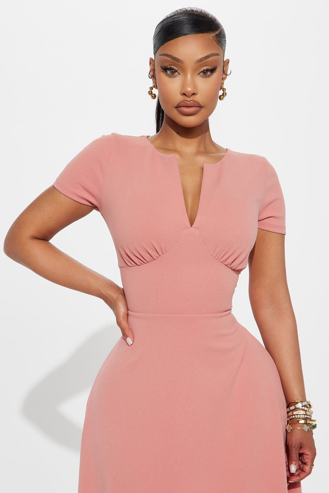 Charolette Short Sleeve Midi Dress - Black