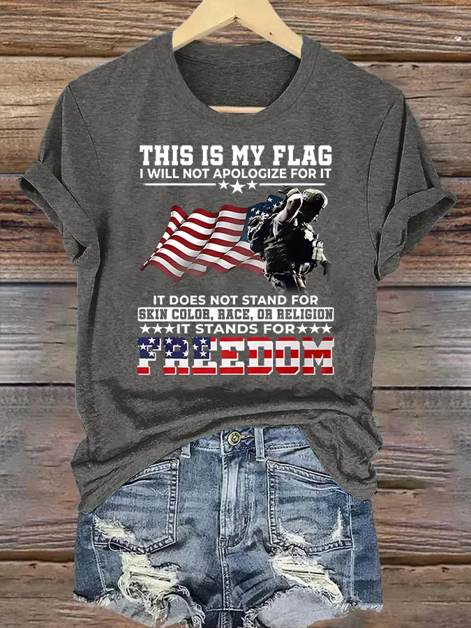 Women's  THIS IS MY FLAG Print T-Shirt