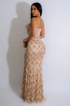 Cami Corset Sequin Fringed Gowns Maxi Dresses-Champagne