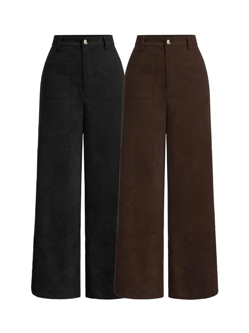 Women's High Waist Wide Leg Button Front Pants