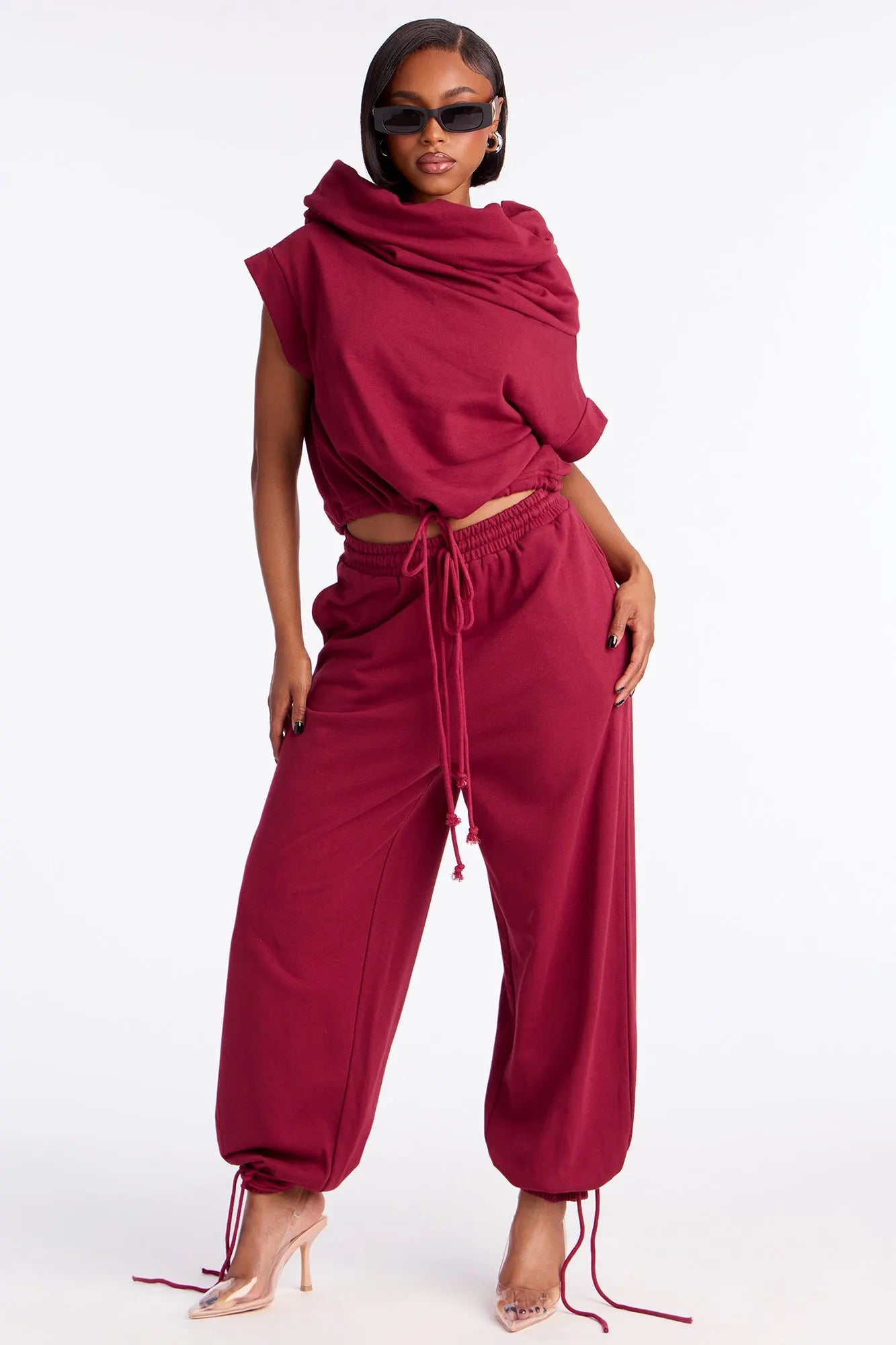 Alexa Jogger Pant Set - Burgundy