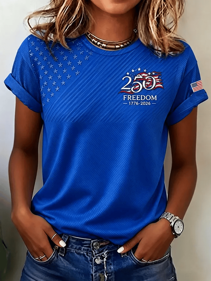 Women'S Casual Independence Day Print Top
