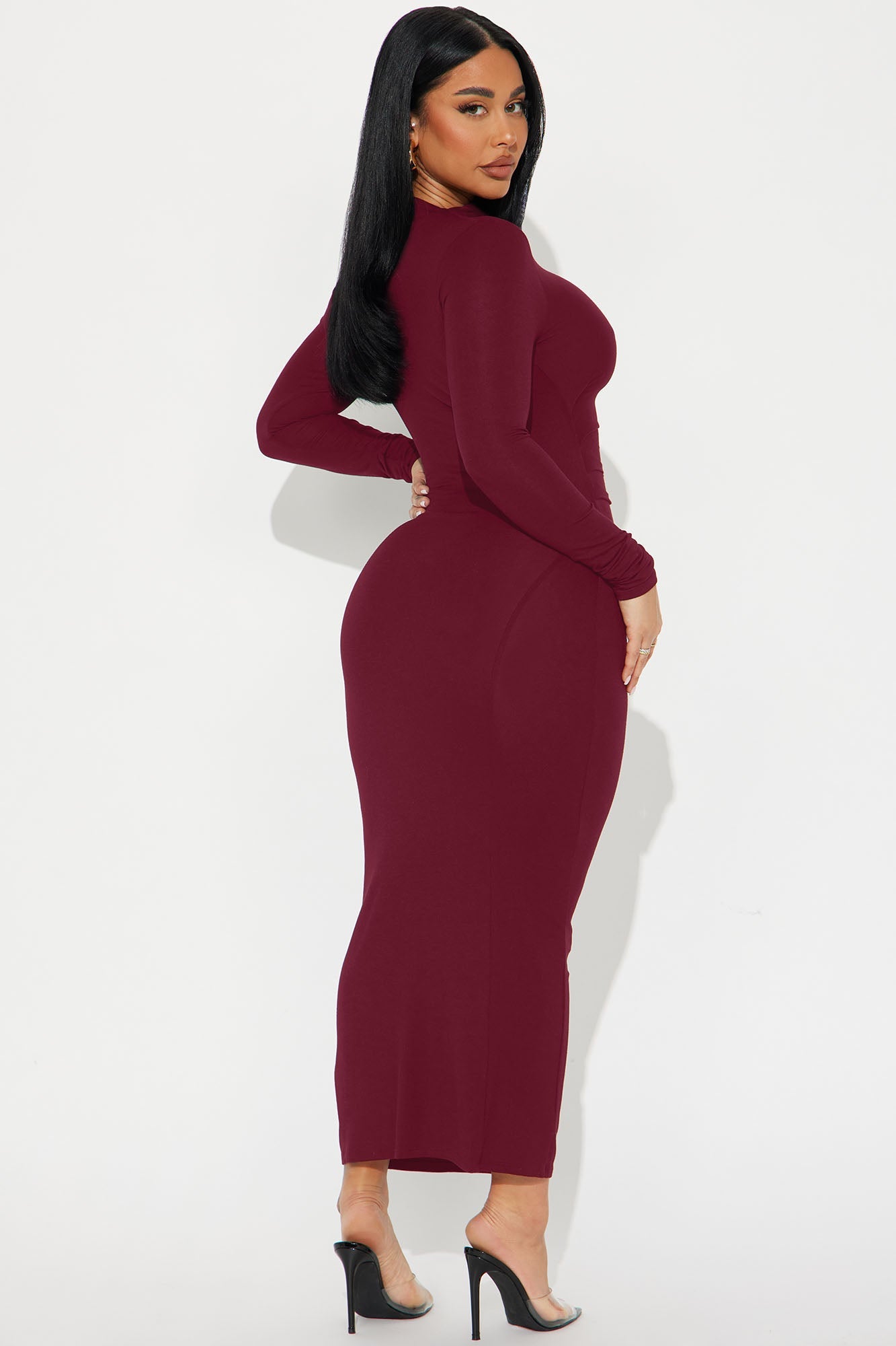 Lana Long Sleeve Midi Dress - Black
