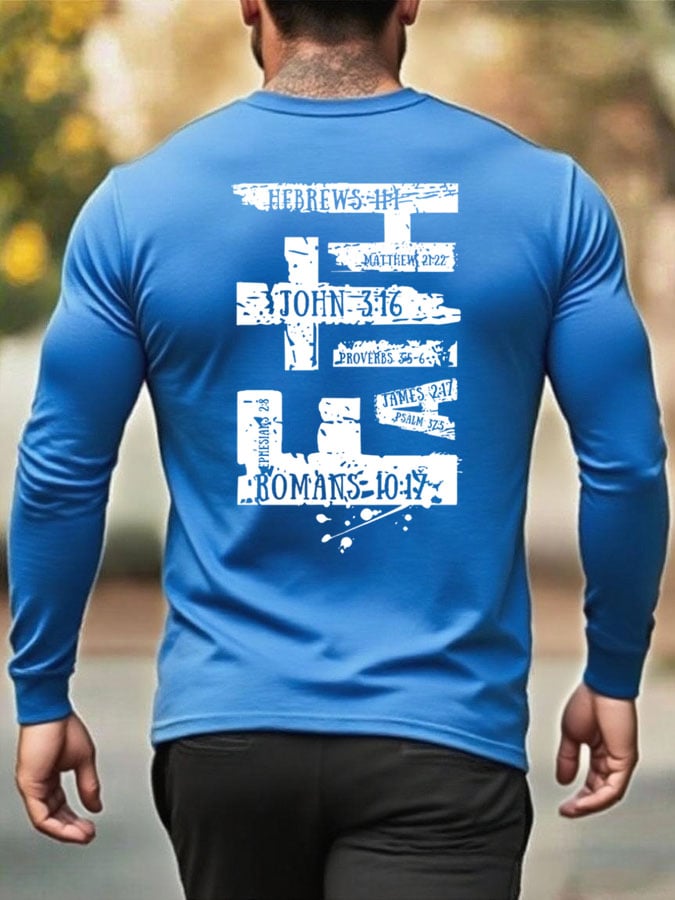 🔥Buy 3 Get 15% Off🔥Men's Faith Cross Print Crew Neck T-shirt