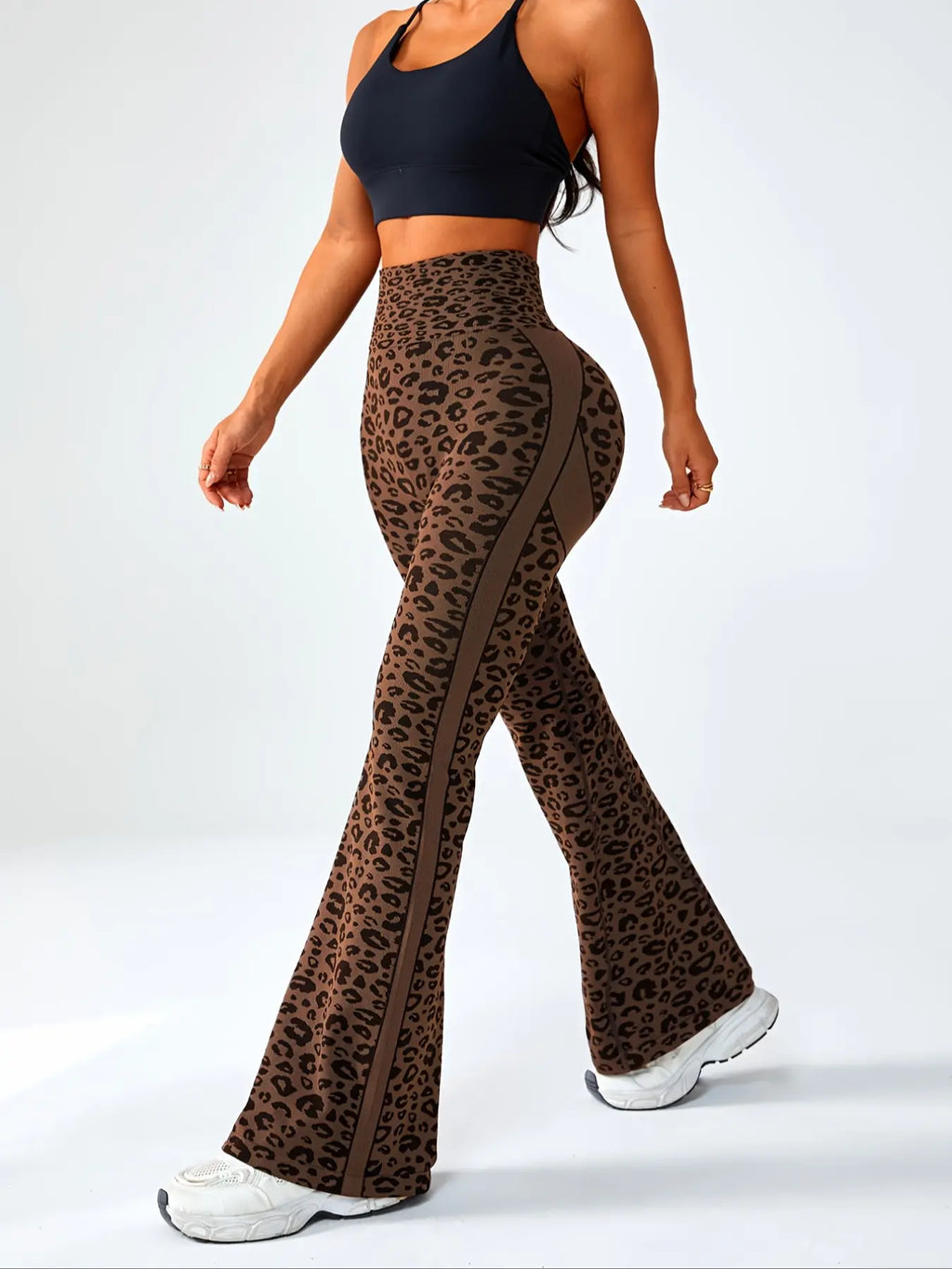 Women's Seamless Leopard Print High-Waisted Yoga Pants, Scrunch Sports Leggings, Tight-Fit Sportswear for All Seasons, Stylish & Comfortable Workout Bottoms, Seamless Fitness Leggings, High Stretch Bottoms