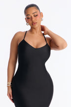 Staying True Satin Maxi Dress - Black