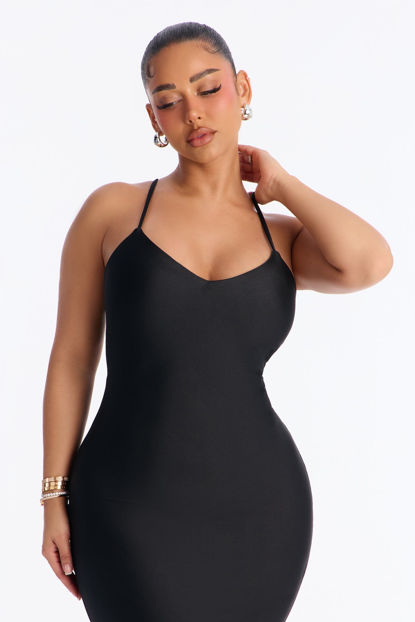 Staying True Satin Maxi Dress - Black