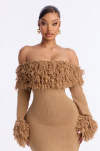 Fireside Shag Sweater Maxi Dress - Taupe