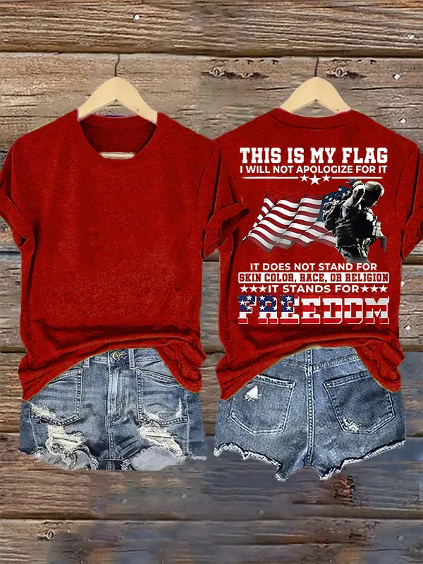 Women's  THIS IS MY FLAG Print T-Shirt