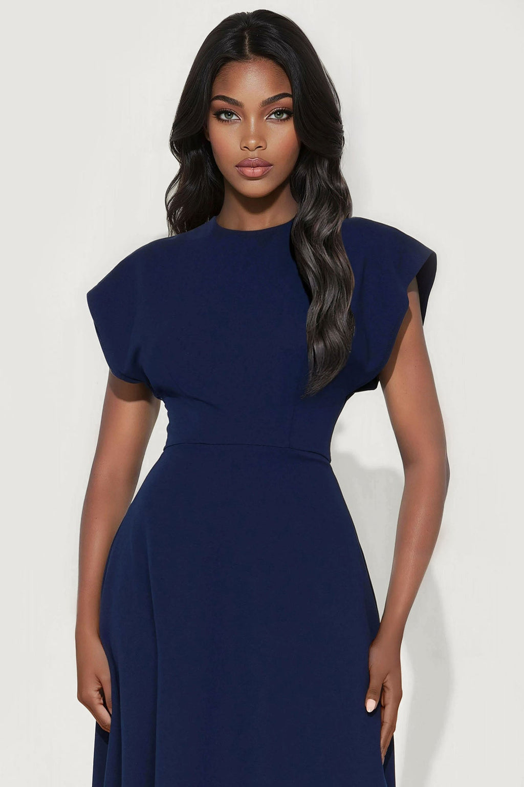 Emerie A Line Midi Dress - Black