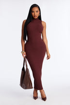 Warm Promises Ribbed Maxi Dress - Black