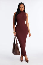 Warm Promises Ribbed Maxi Dress - Black
