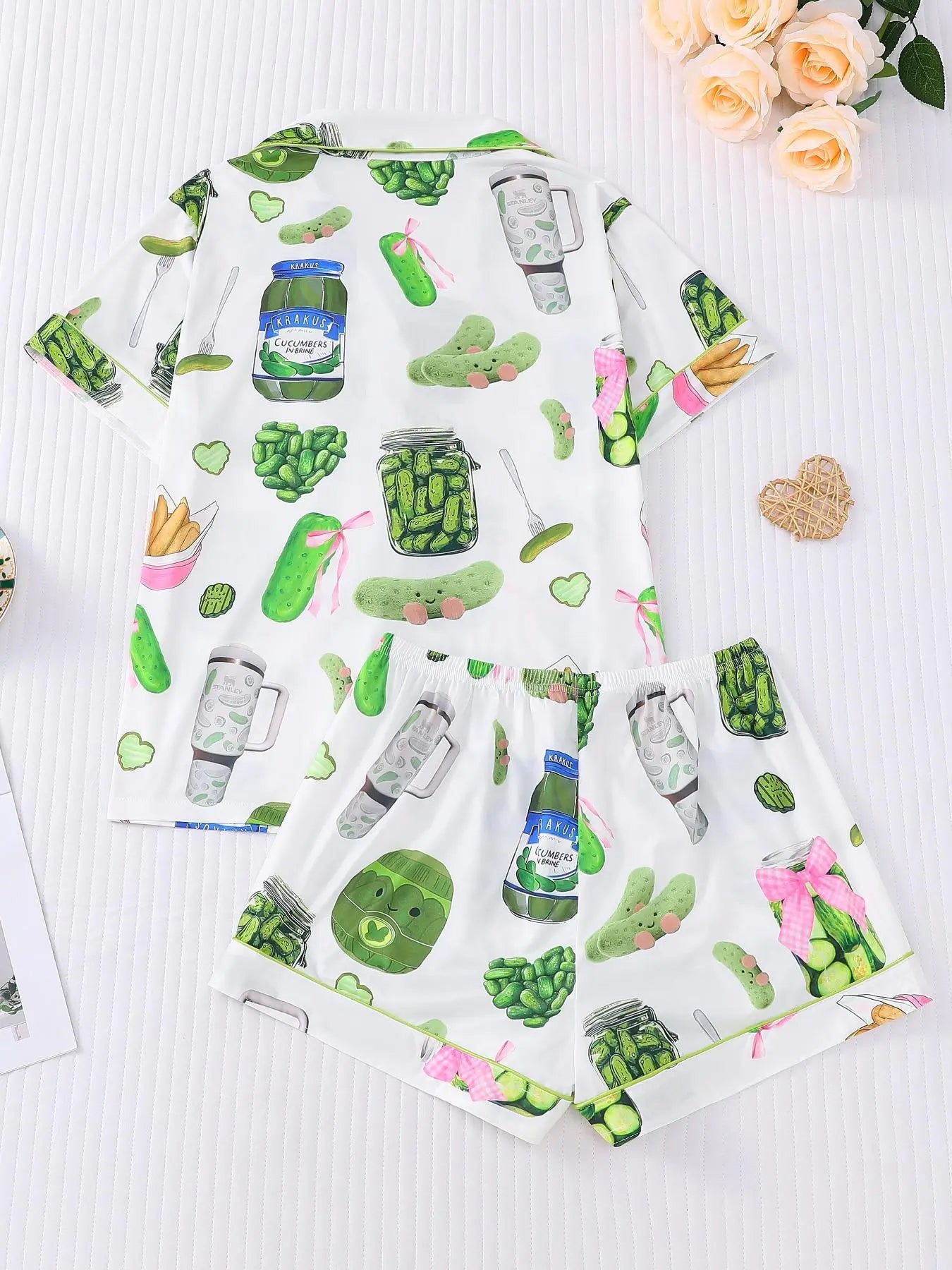 Women's Cucumber Print Short Sleeve Pajama Set
