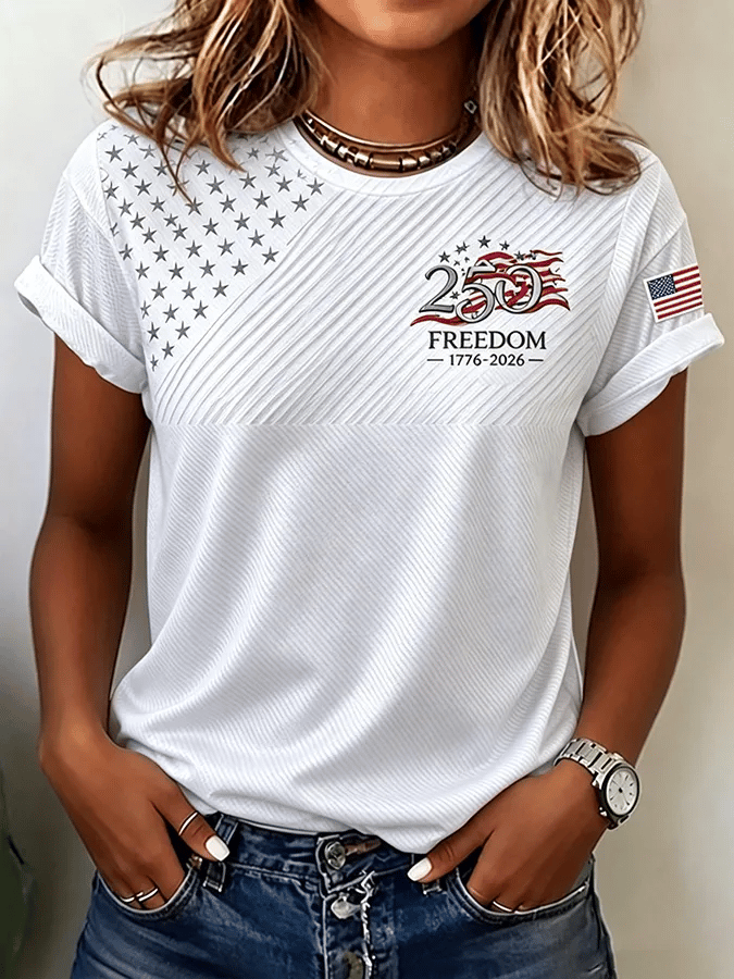 Women'S Casual Independence Day Print Top