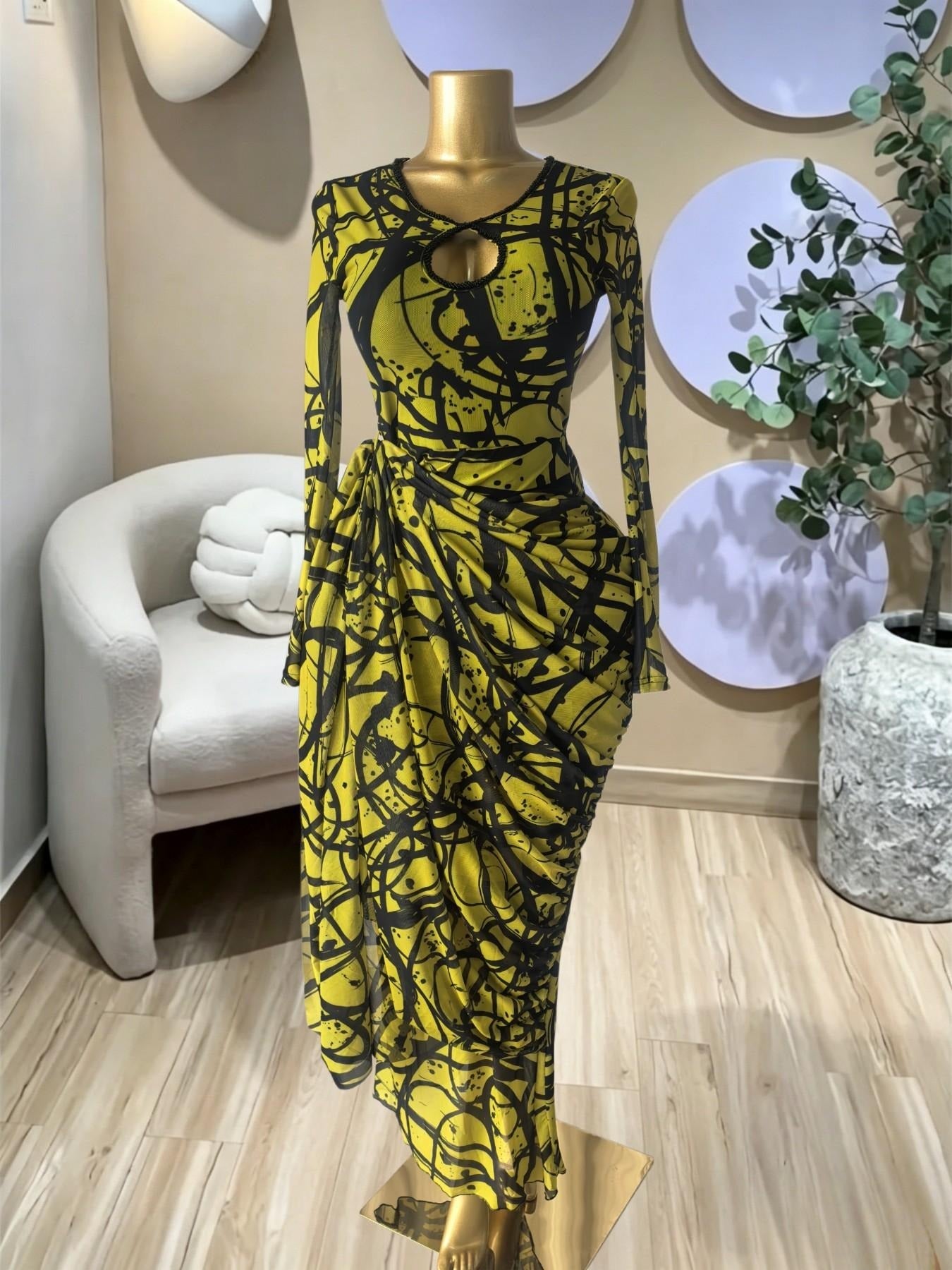 Elegant Women's Striped Pleated Long Sleeve Bodycon Maxi Prom Dress, Formal Wear, Fashion Birthday Party Outfit Evening Gown, Perfect for Special Occasions,Lady Casual Dress,Female Brunch Dresses,Graduation Dress, Print