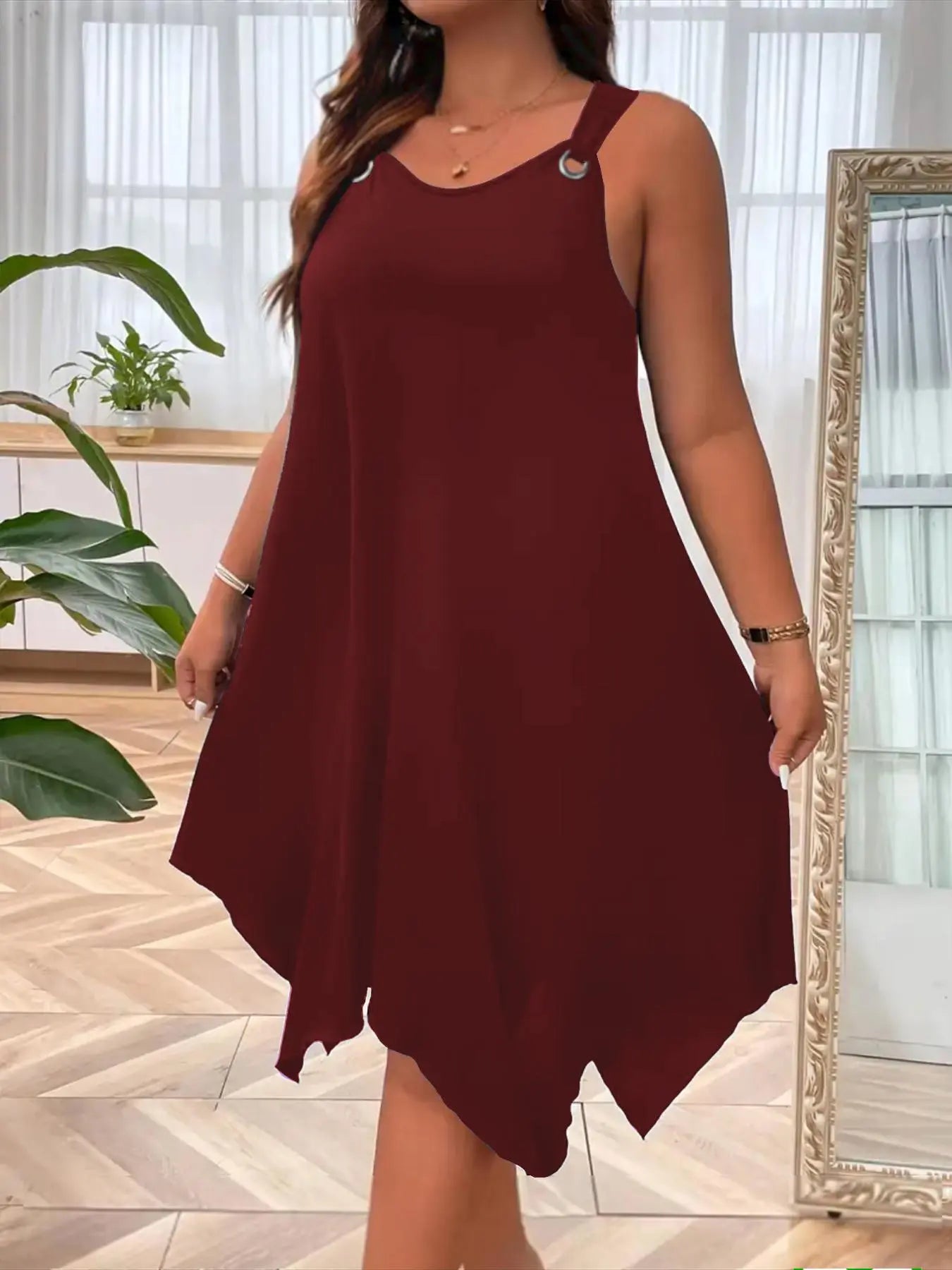 [Plus Size] Solid Color Tank Dress, Casual Sleeveless Dress for Daily Wear, Women's Plus Clothing for Summer, Bodycon Tank Dress