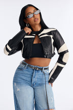 Not Like The Rest Faux Leather Moto Jacket - Black/Red