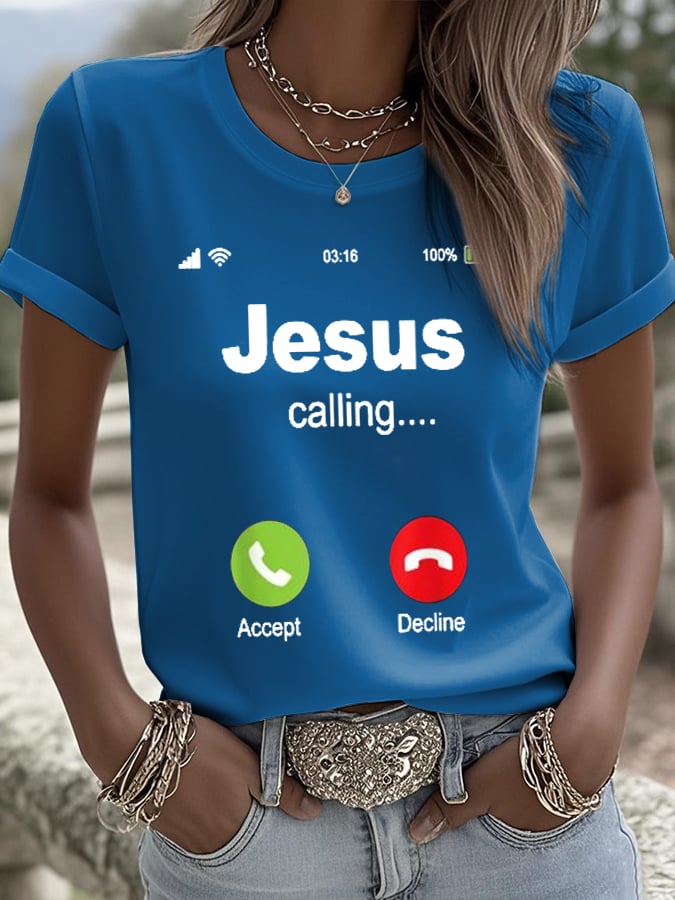 Women's Retro Jesus Calling Print T-Shirt