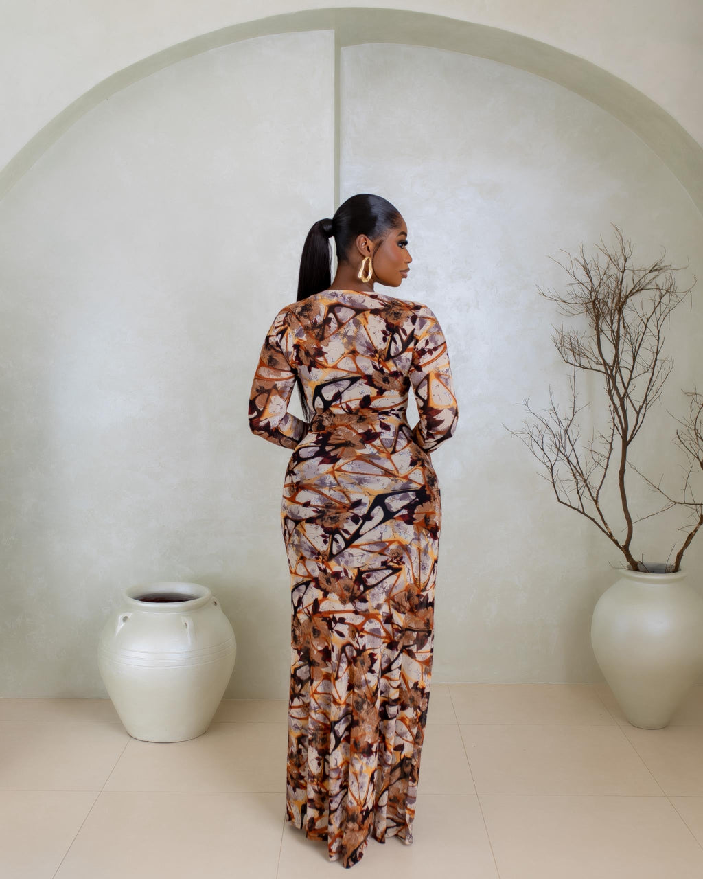 Milan Mesh Dress (Amber Veil Print)