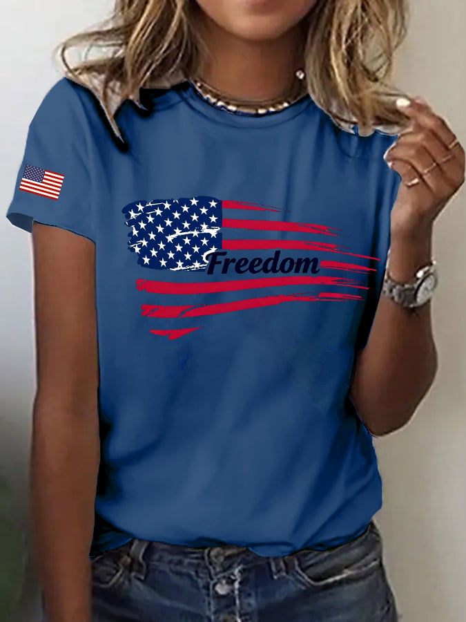Women's Freedom Print Casual T-Shirt