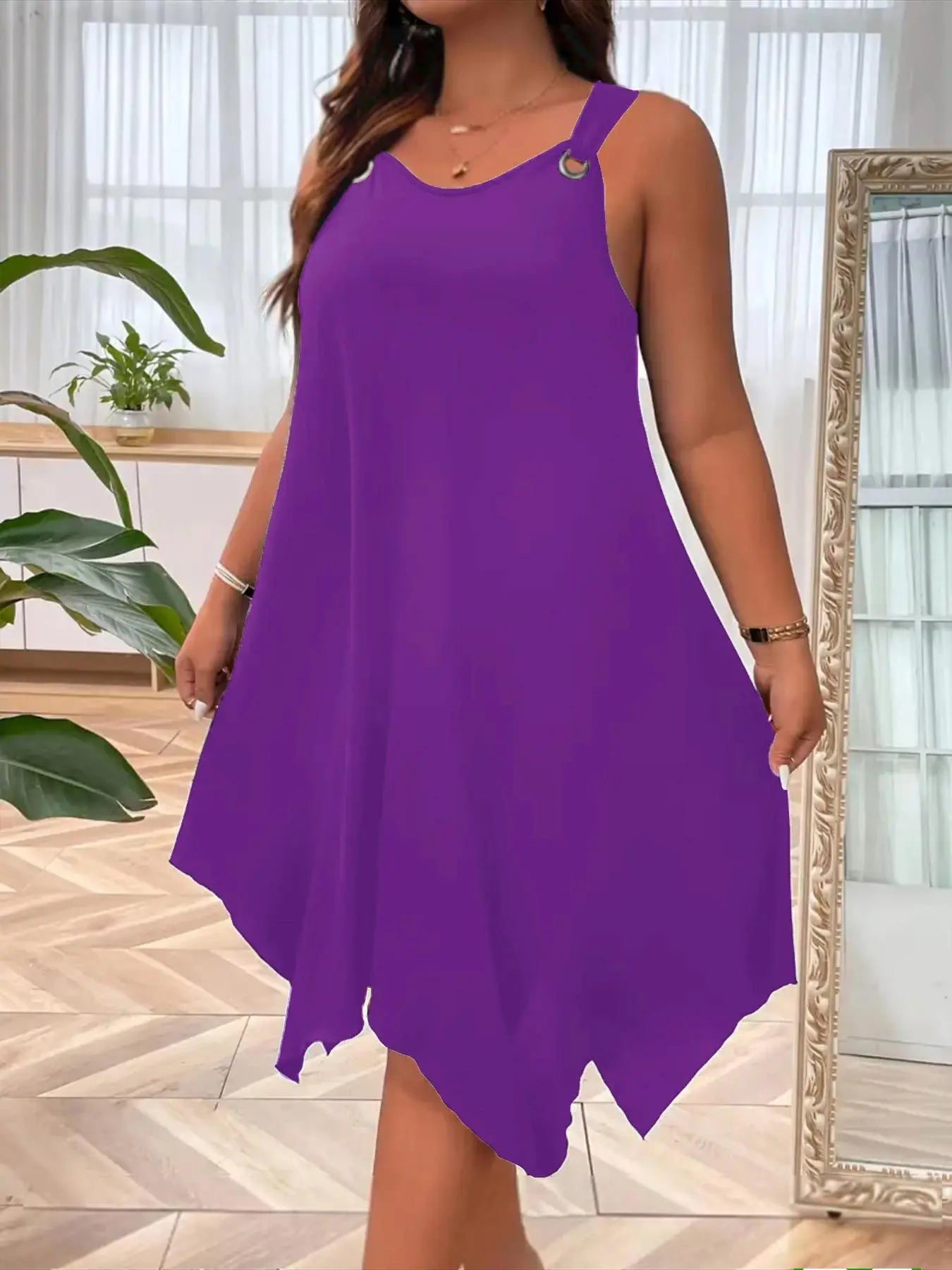[Plus Size] Solid Color Tank Dress, Casual Sleeveless Dress for Daily Wear, Women's Plus Clothing for Summer, Bodycon Tank Dress