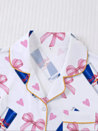 Women's Heart & Bow Print Sleepwear Set