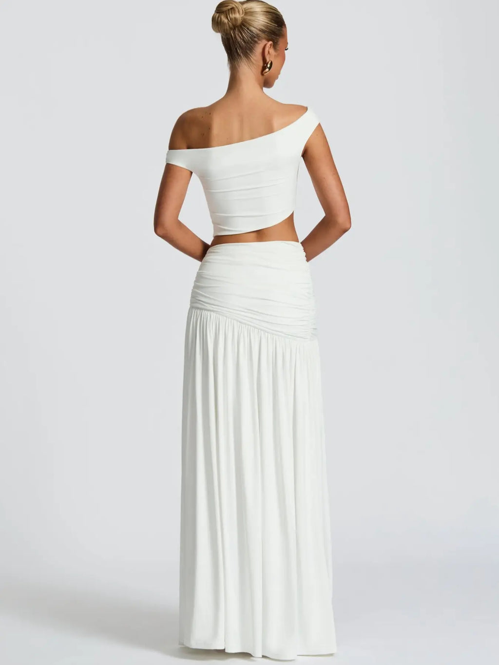 Women's One Shoulder Bodycon Skirt Set - Asymmetrical Hem