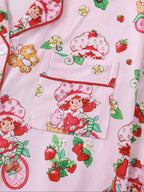 Women's Cute Strawberry Pattern Print Sleepwear Set