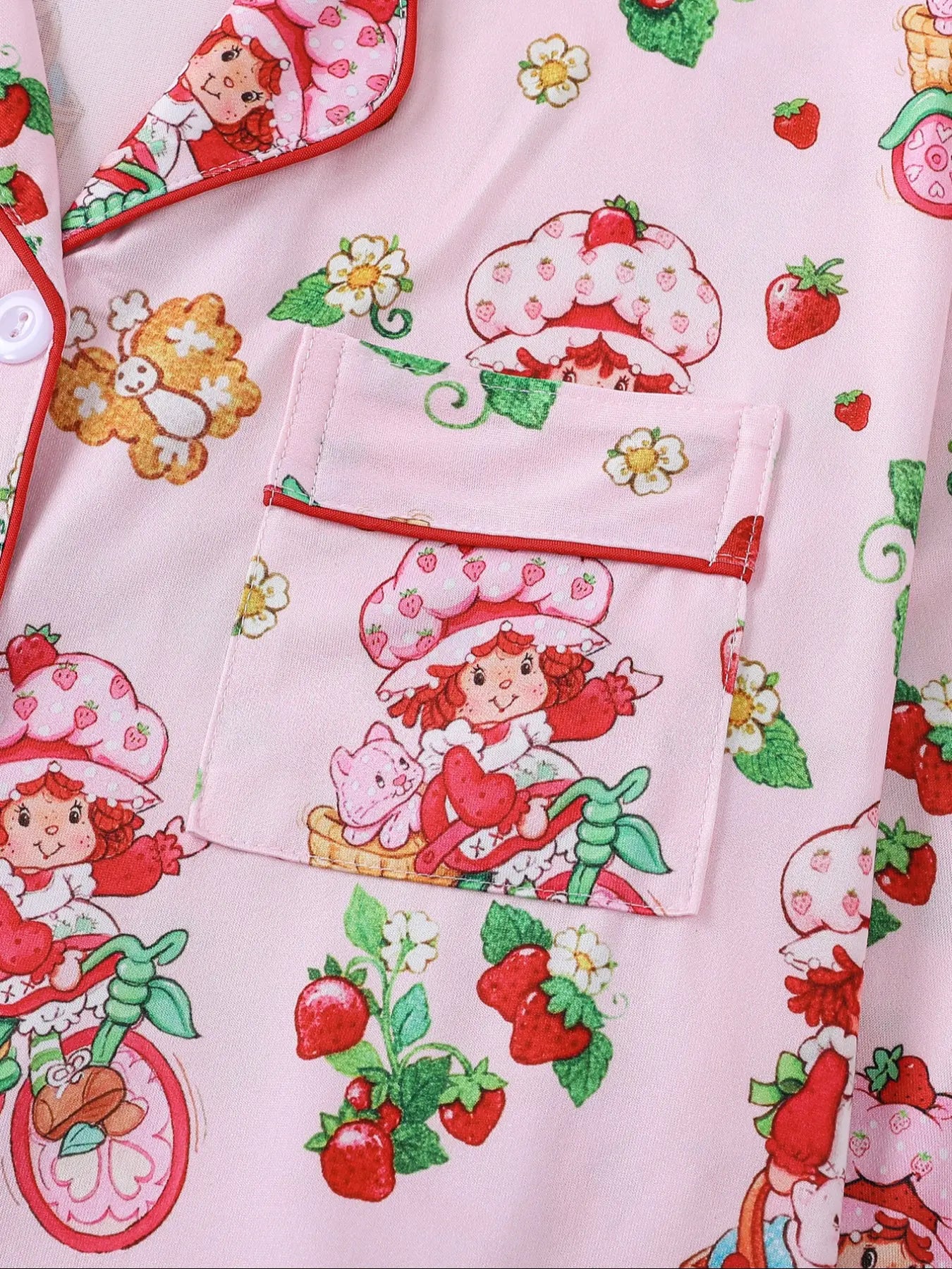 Women's Cute Strawberry Pattern Print Sleepwear Set