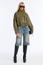 Almeda Stretch Tinted Denim Jorts - Vintage Wash